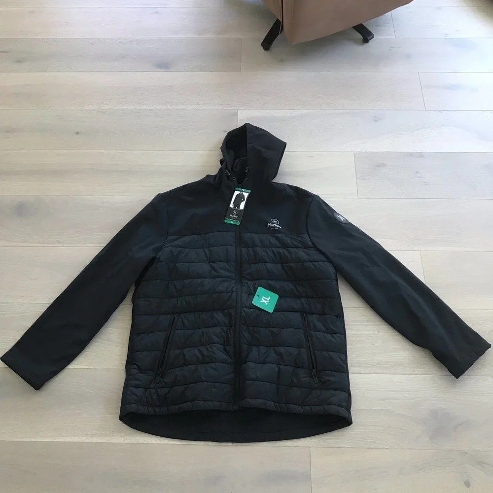 NWT Hurley Men's Wind Proof 3 Layer Fabric Technology Jacket, Black sz XL